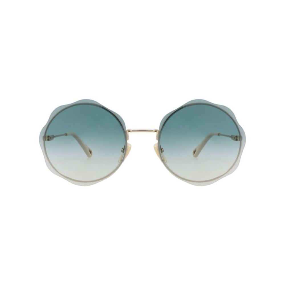 Chloé Round-Frame Metal Sunglasses Gold Womens